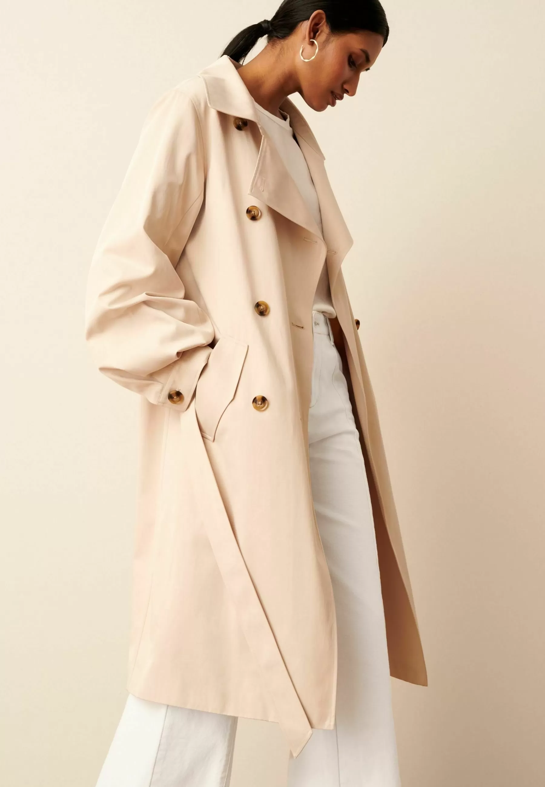 Balloon Sleeve Belted Trench Coat - Trench | Next Hot