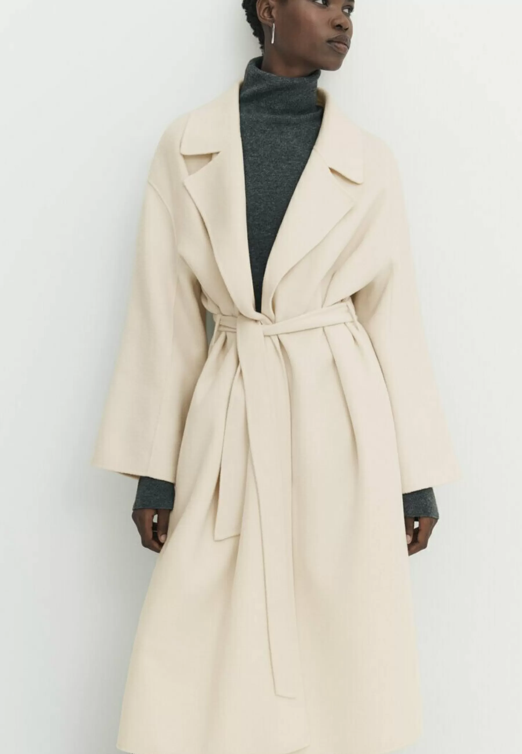 Femme Massimo Dutti Blend Robe With Belt - Manteau Classique