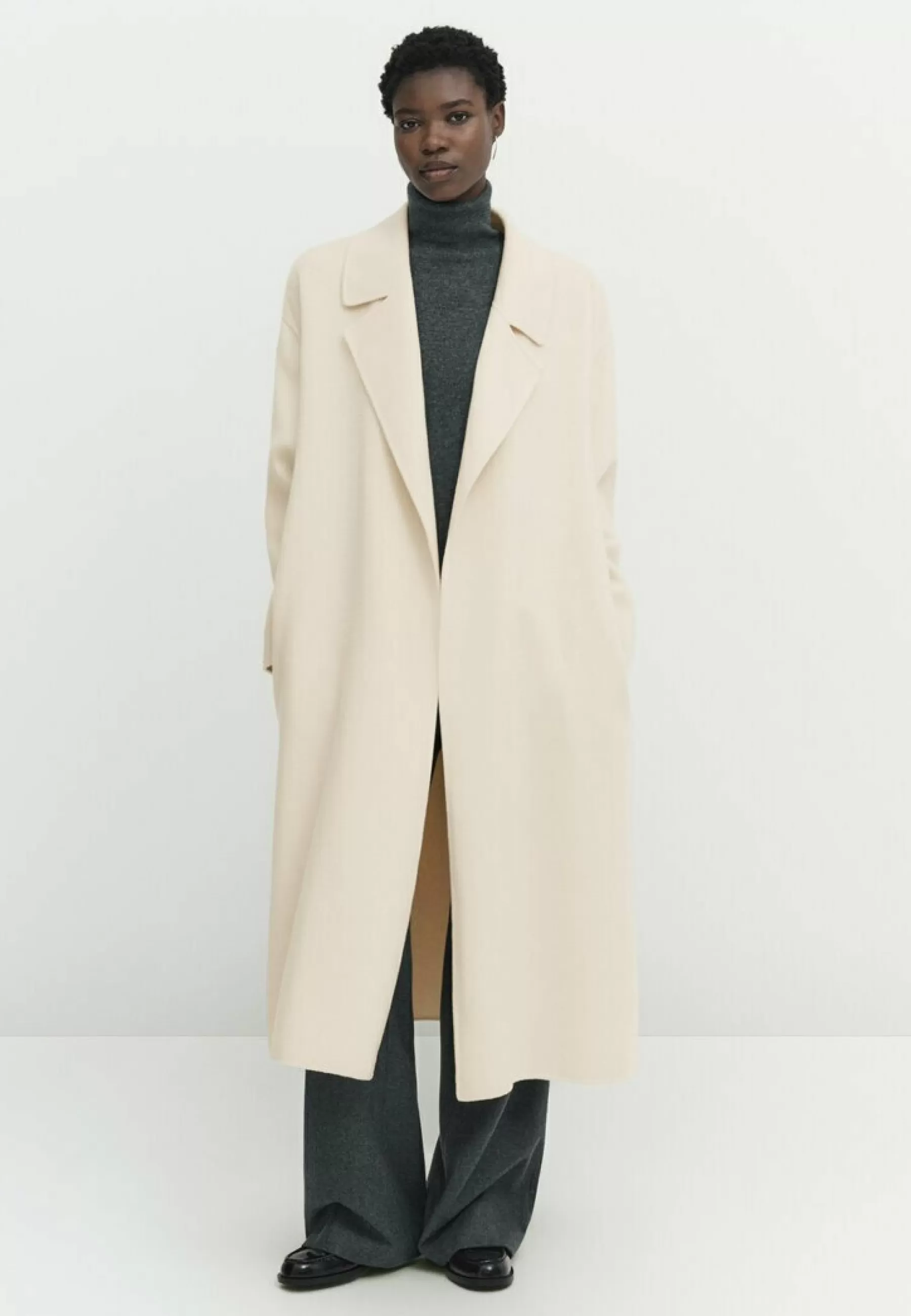 Femme Massimo Dutti Blend Robe With Belt - Manteau Classique