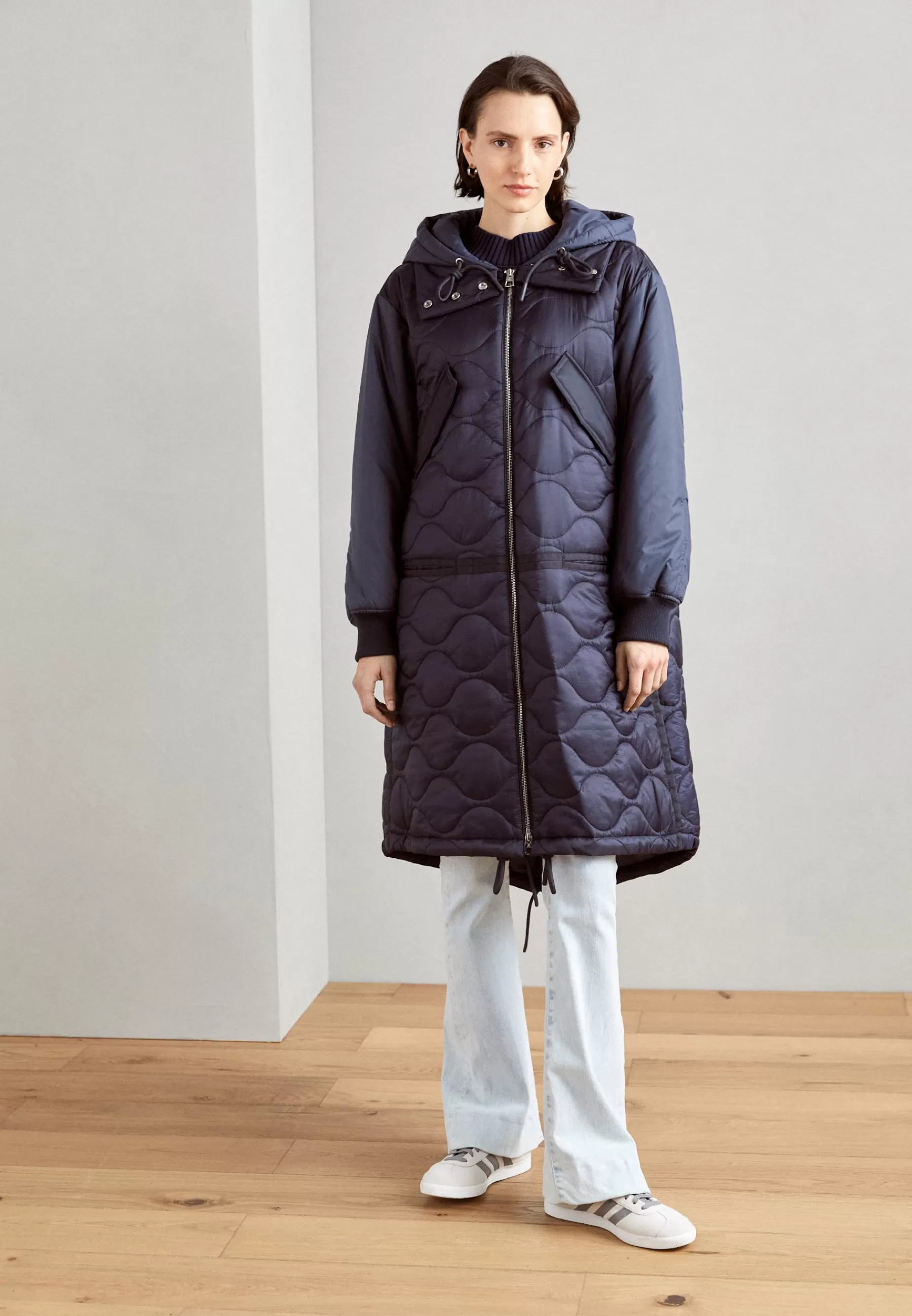 Femme Marc O'Polo Chevignon X Mop Quilted Middle Length Patched Details Fixed Hood - Manteau D'Hiver