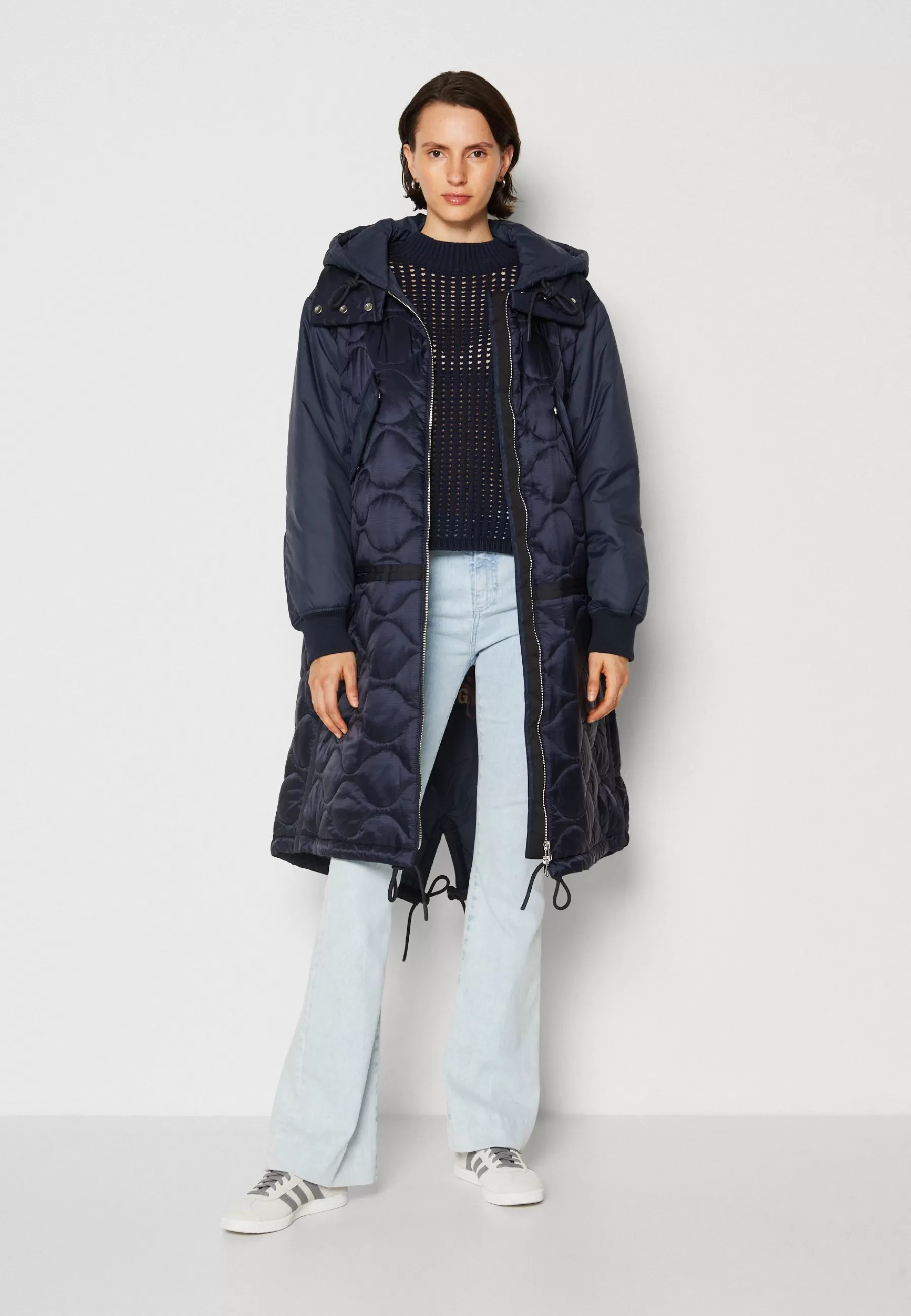 Femme Marc O'Polo Chevignon X Mop Quilted Middle Length Patched Details Fixed Hood - Manteau D'Hiver