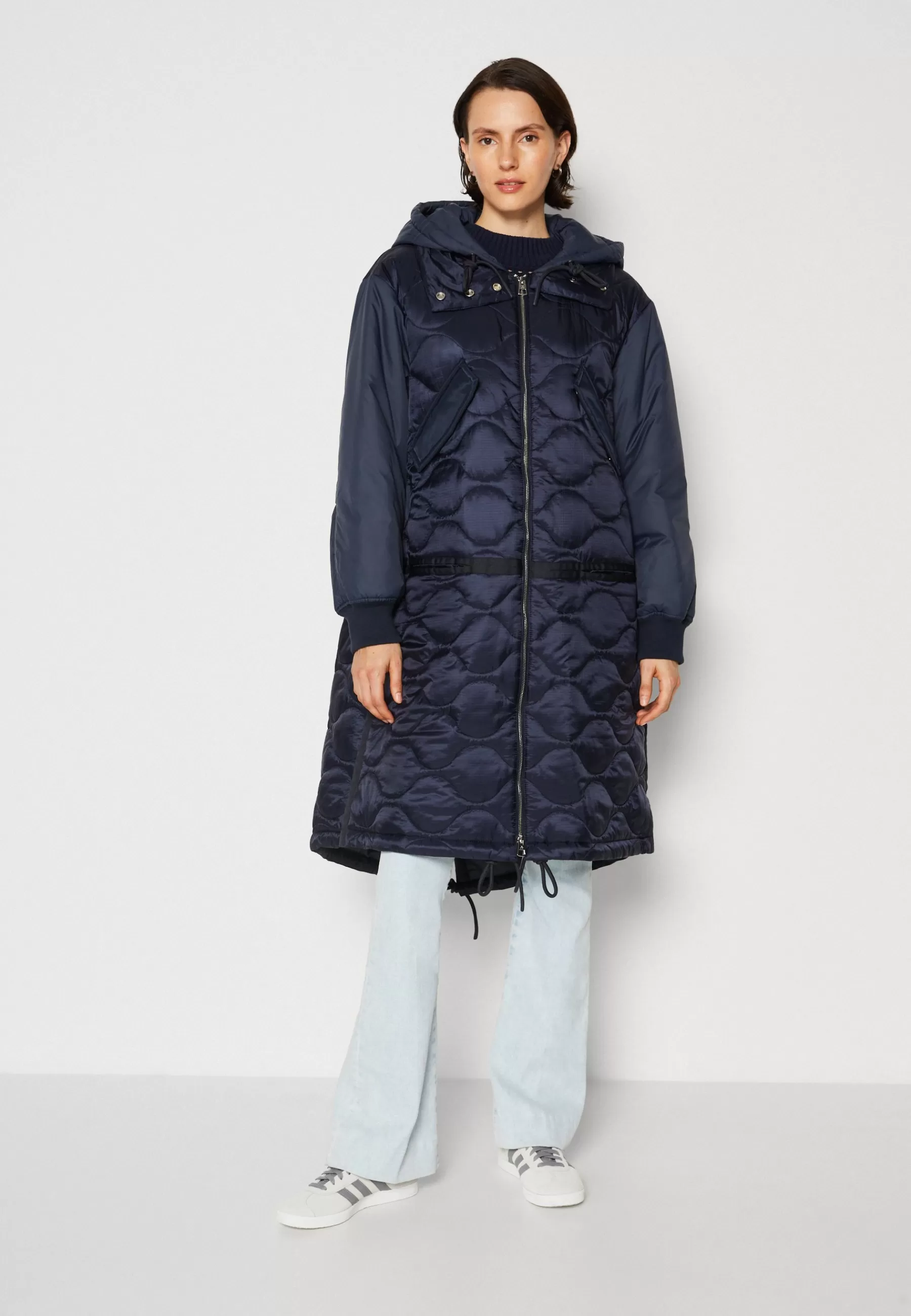 Femme Marc O'Polo Chevignon X Mop Quilted Middle Length Patched Details Fixed Hood - Manteau D'Hiver