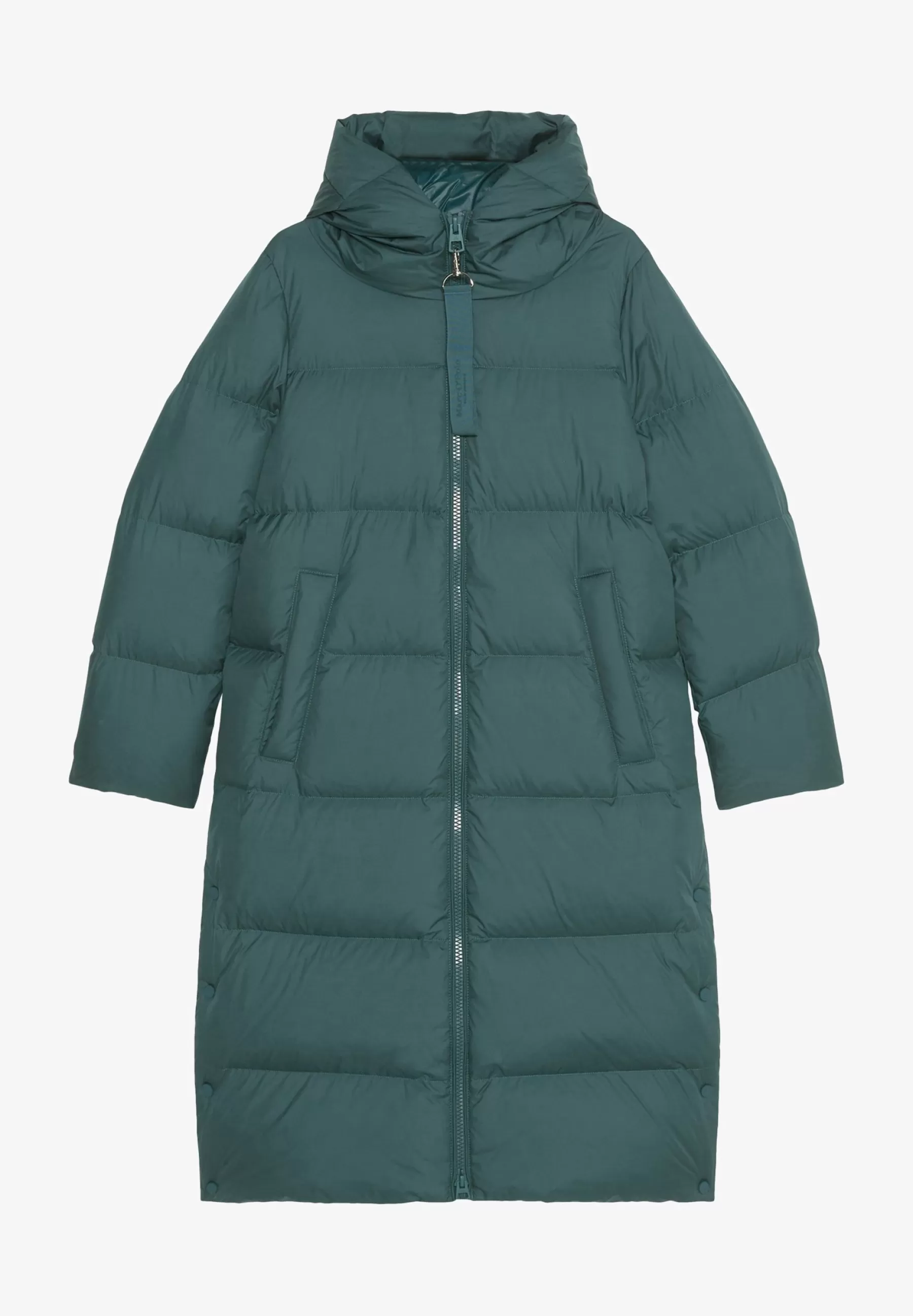 Femme Marc O'Polo Coat Fixed Hood Welt Pockets Side Slits With Pressbuttons - Doudoune