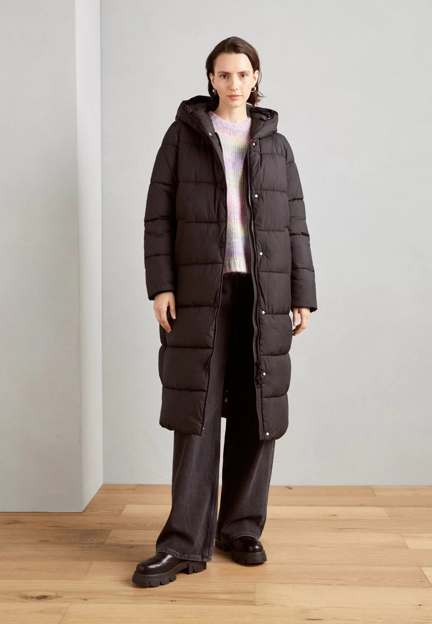 Femme Marc O'Polo Coat Side Slits With Hood Zipper And Pressbuttons - Manteau D'Hiver