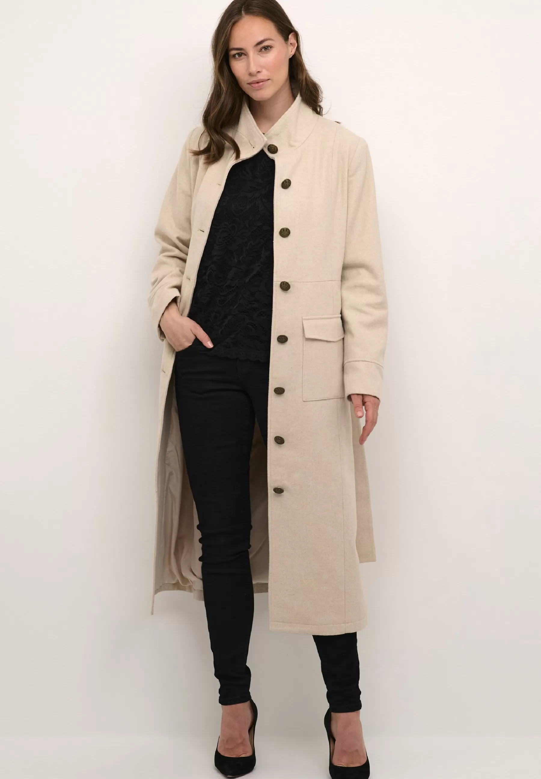 Crclara - Manteau Classique | Cream Flash Sale