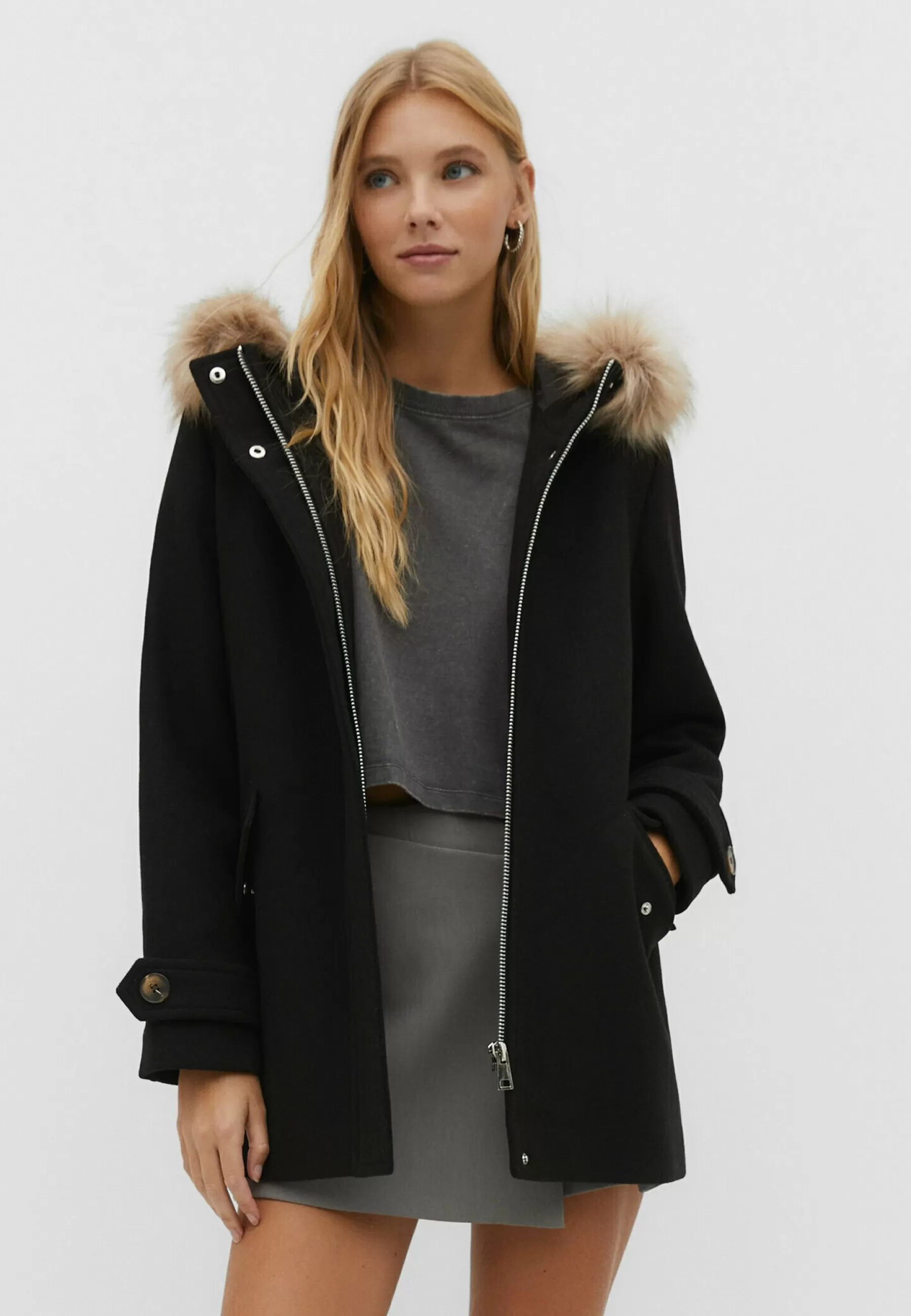 Cropped Felt Texture - Manteau Court | Stradivarius Cheap