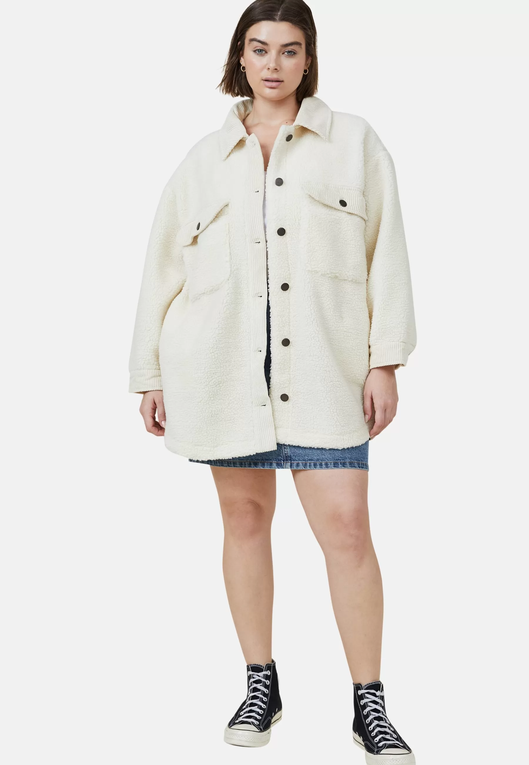 Curve Teddy Boxy Shacket - Manteau Court | Cotton On Discount