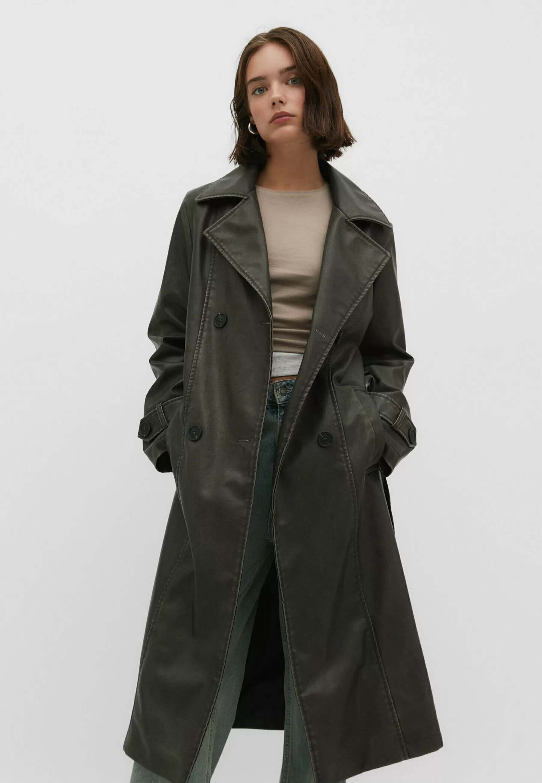 Distressed-Effect - Trench | Stradivarius Fashion