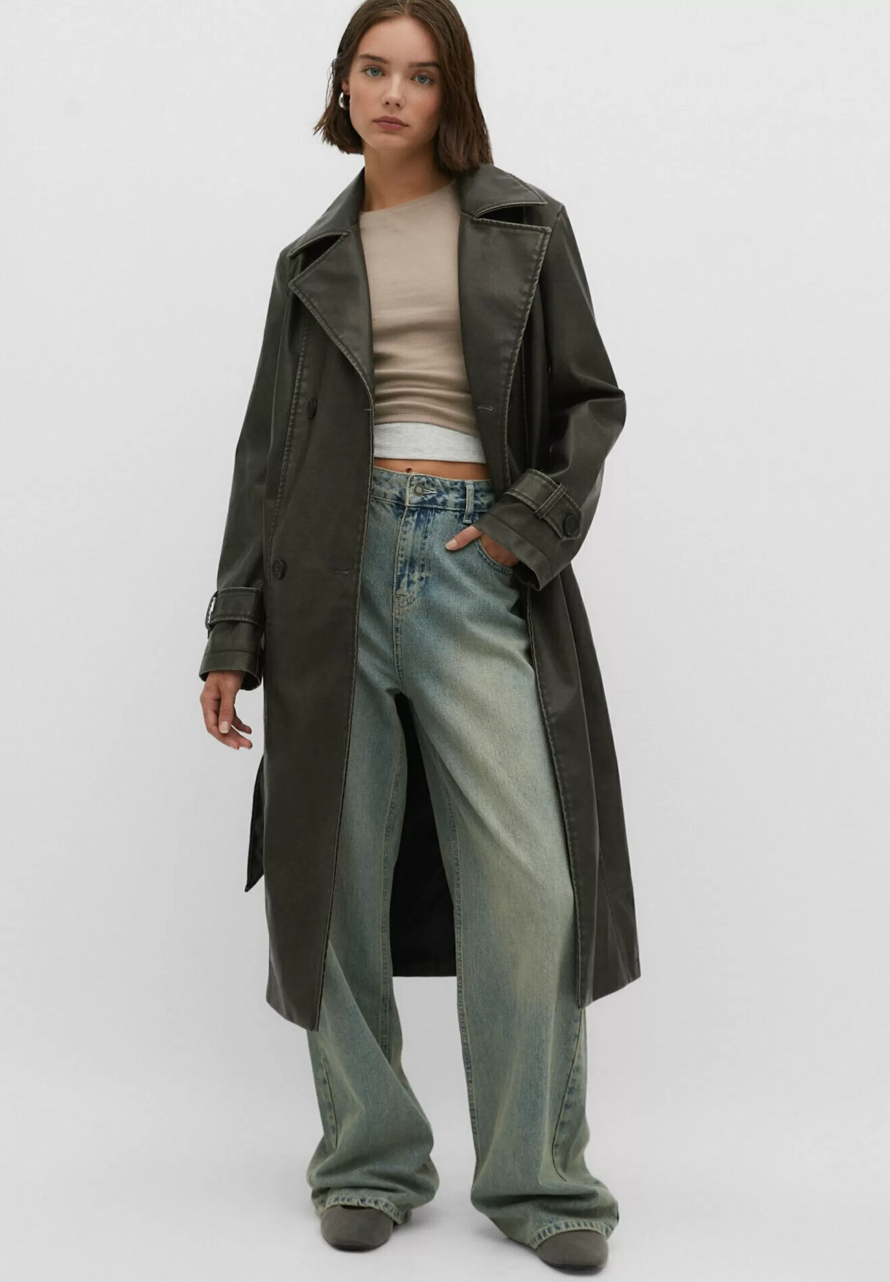 Distressed-Effect - Trench | Stradivarius Fashion