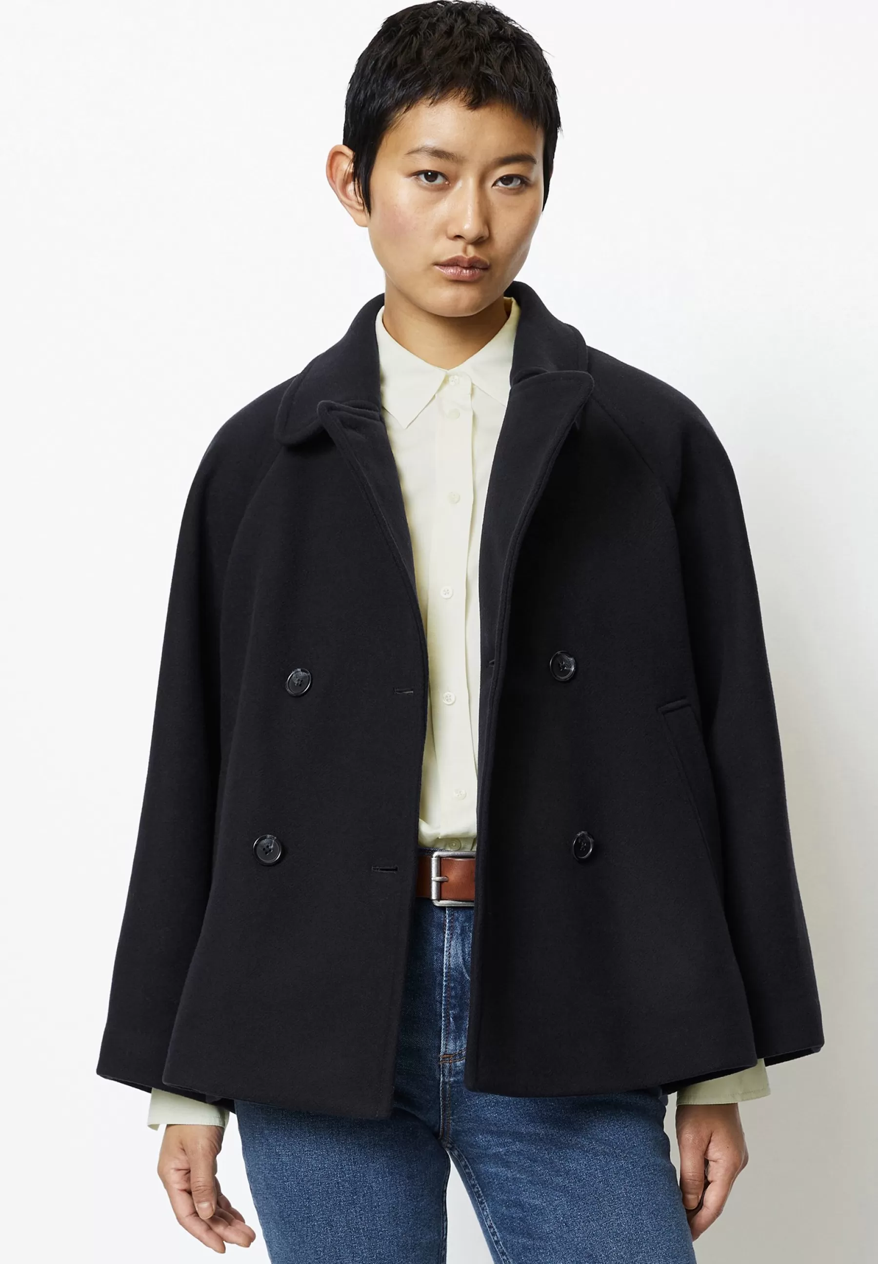 Double Breasted Lapel Collar Welt Pockets - Manteau Court | Marc O'Polo Cheap