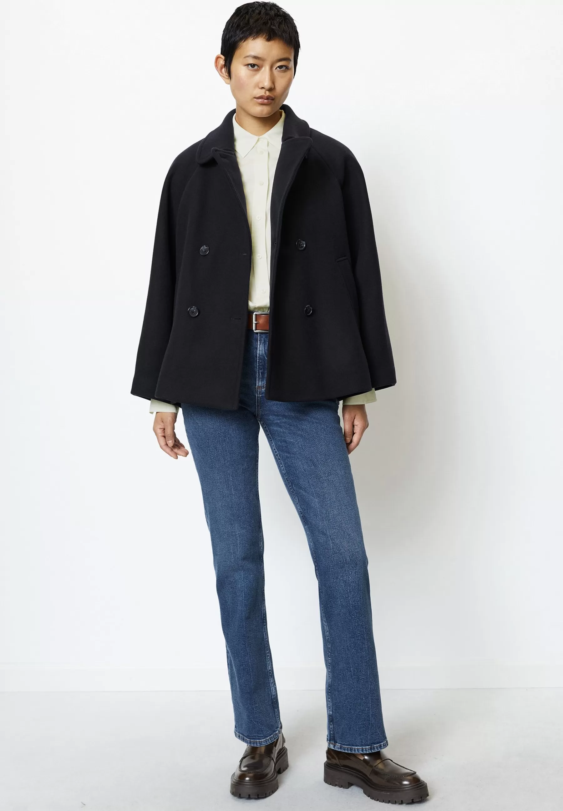 Double Breasted Lapel Collar Welt Pockets - Manteau Court | Marc O'Polo Cheap