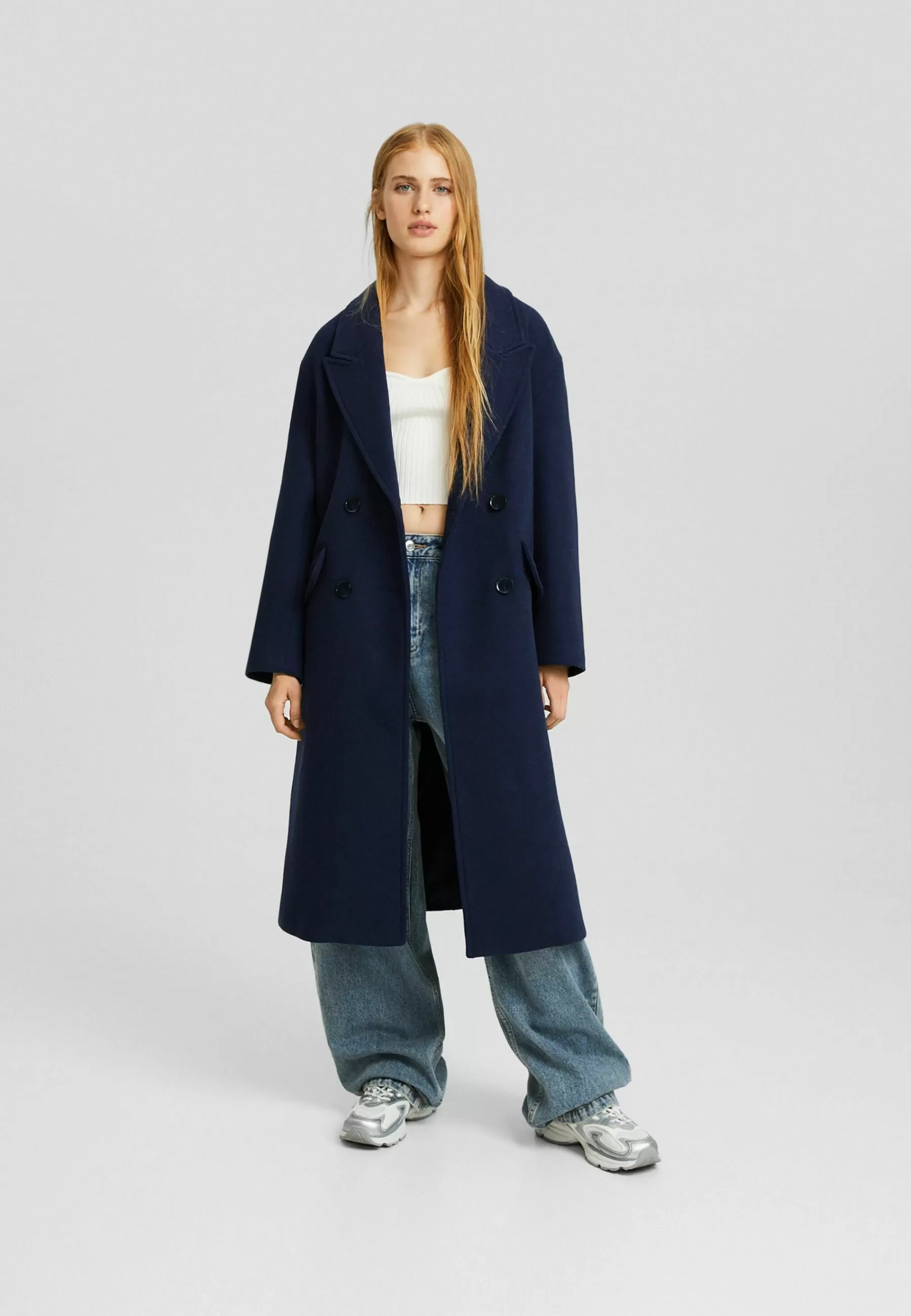 Drop-Shoulder -Long - Manteau Court | Bershka New