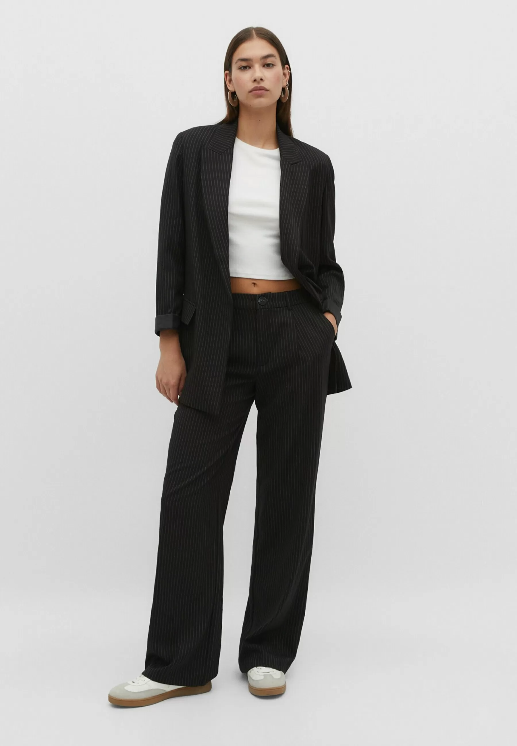 Flowing Open Pinstripe - Manteau Court | Stradivarius Cheap