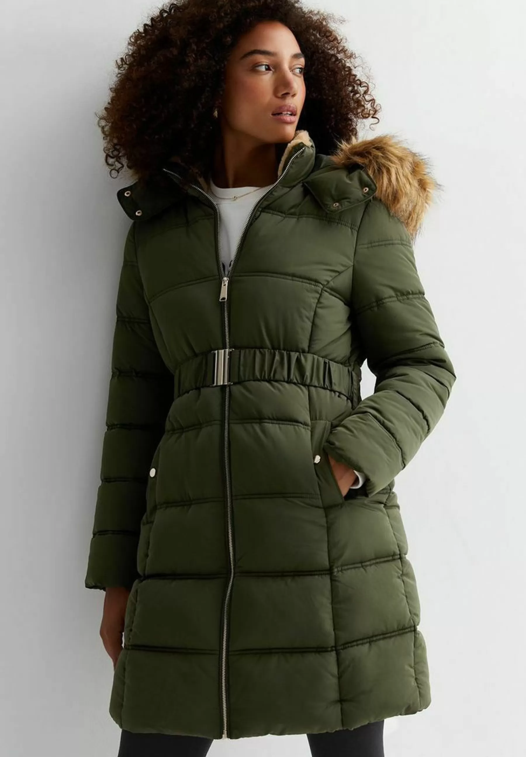 Femme New Look Hood Belted Puffer - Manteau D'Hiver