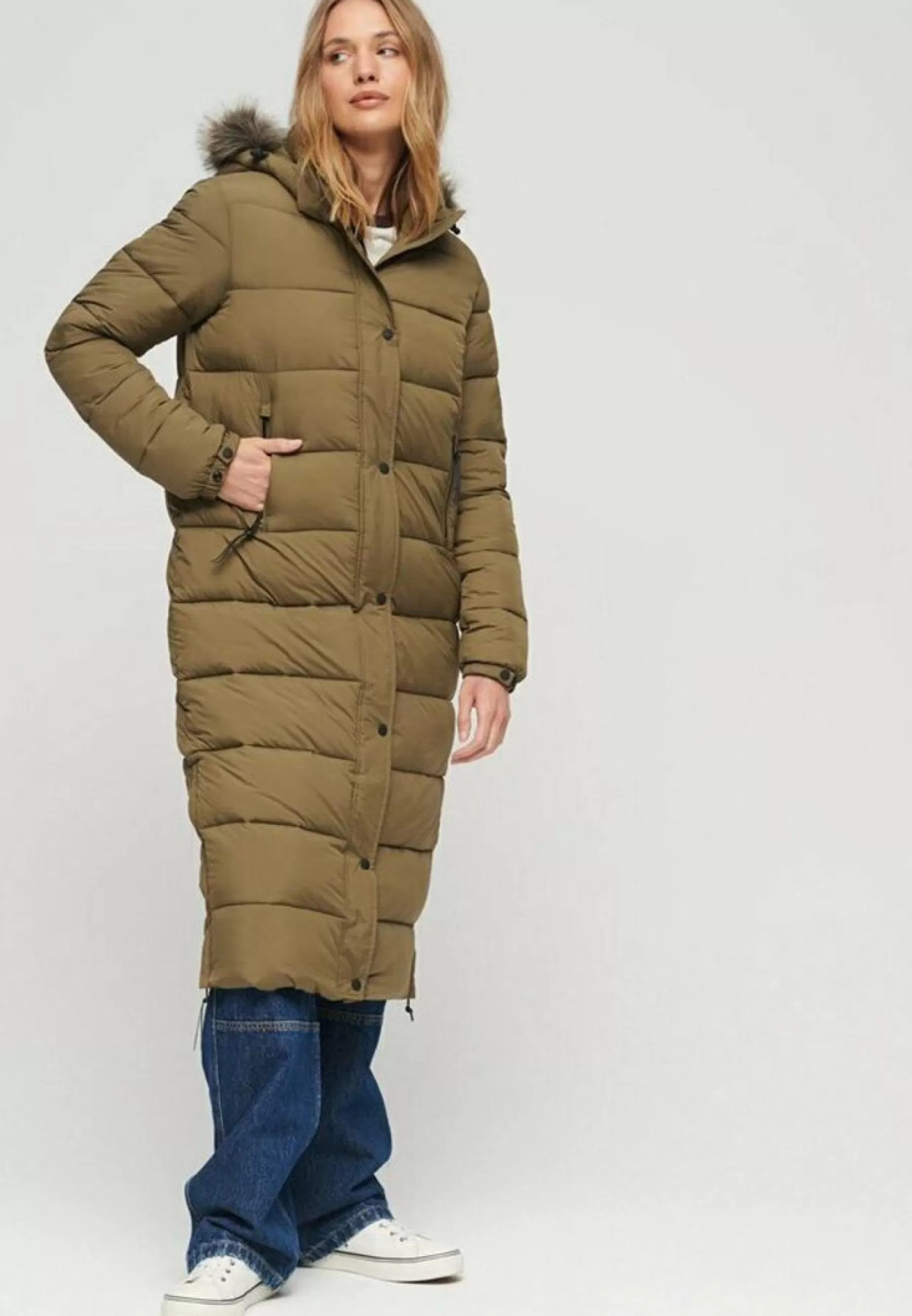 Femme Superdry Hooded Longline Puffer - Manteau D'Hiver