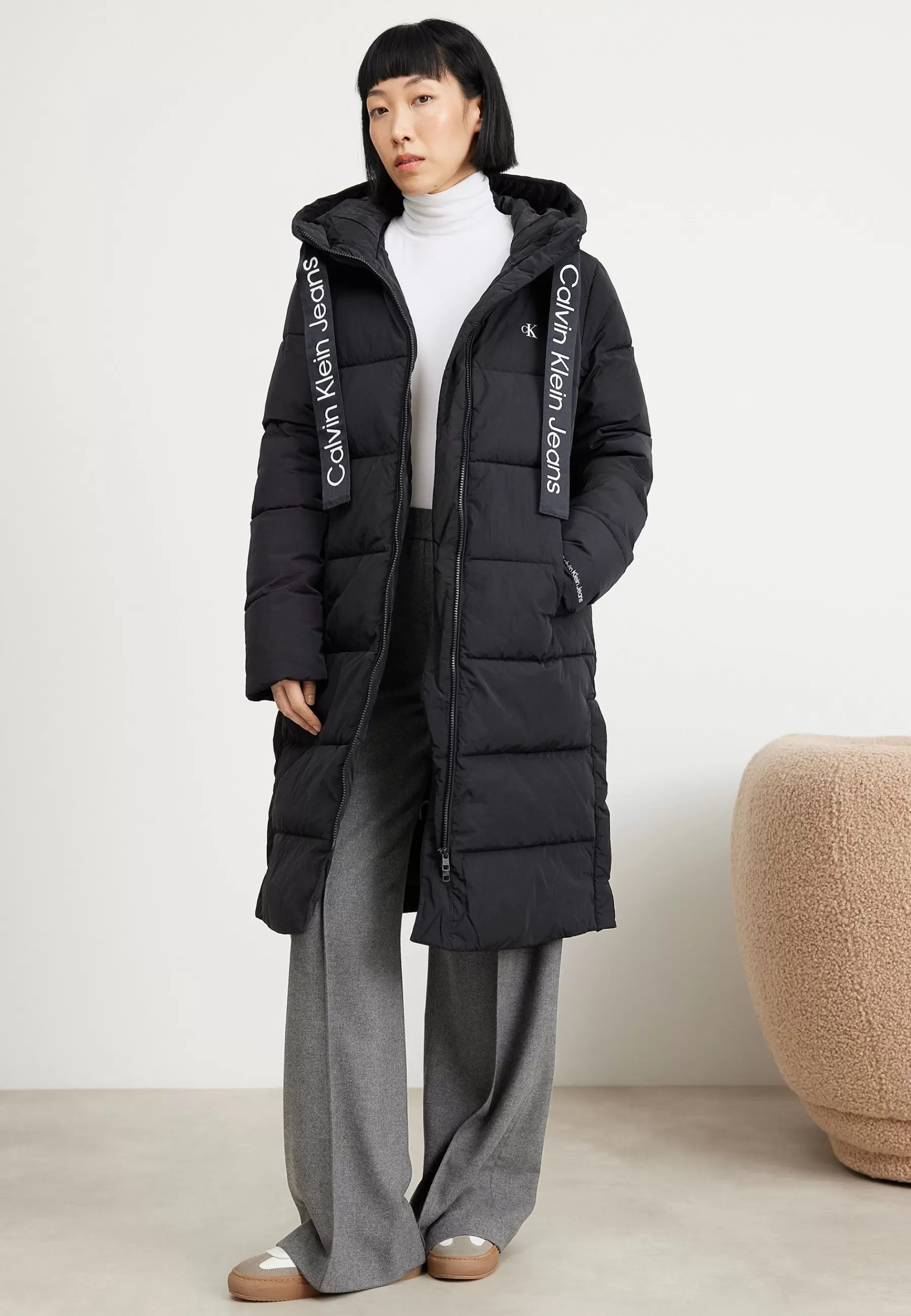 Femme Calvin Klein Jeans Logo Long Puffer - Manteau D'Hiver