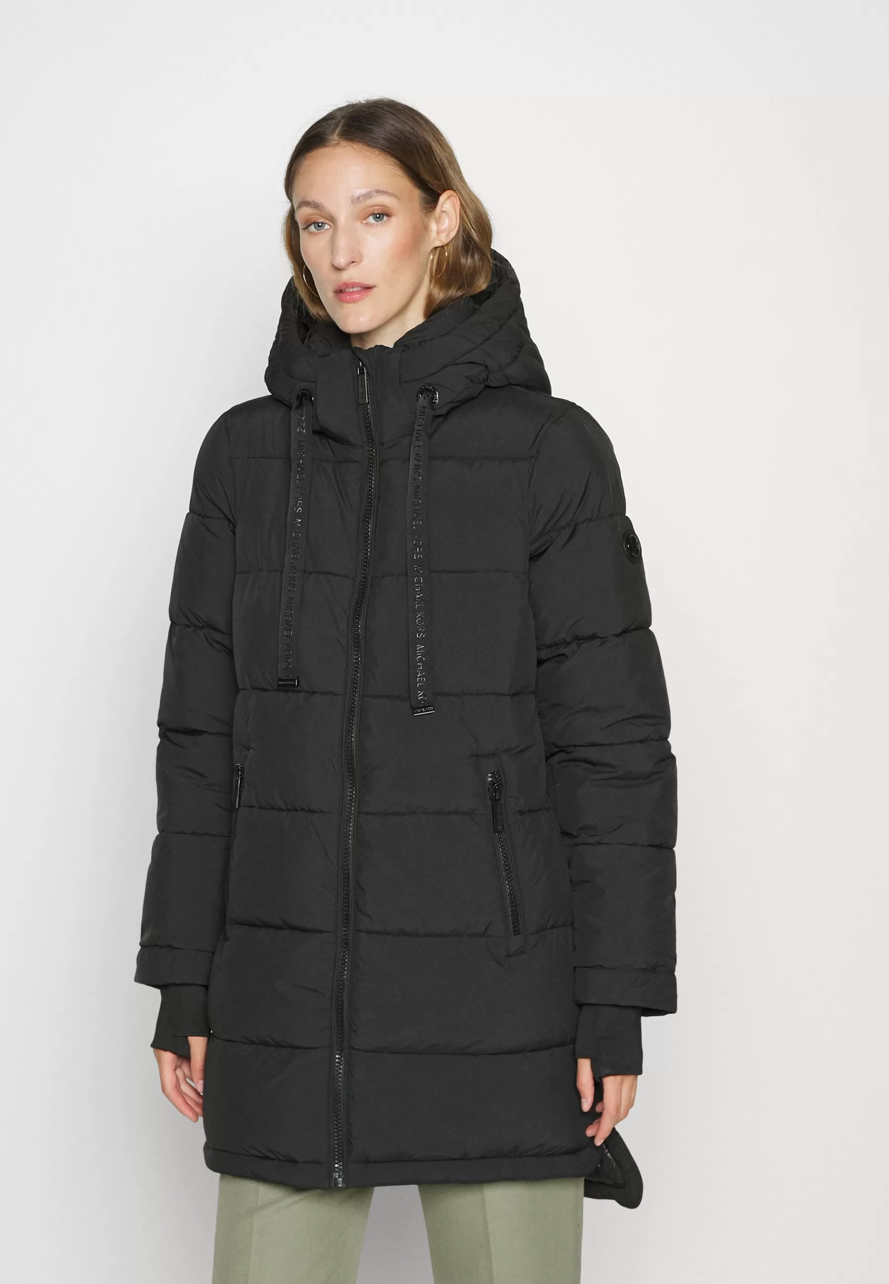 Femme MICHAEL Michael Kors Long Line Puffer With Logo Trim Details - Manteau D'Hiver