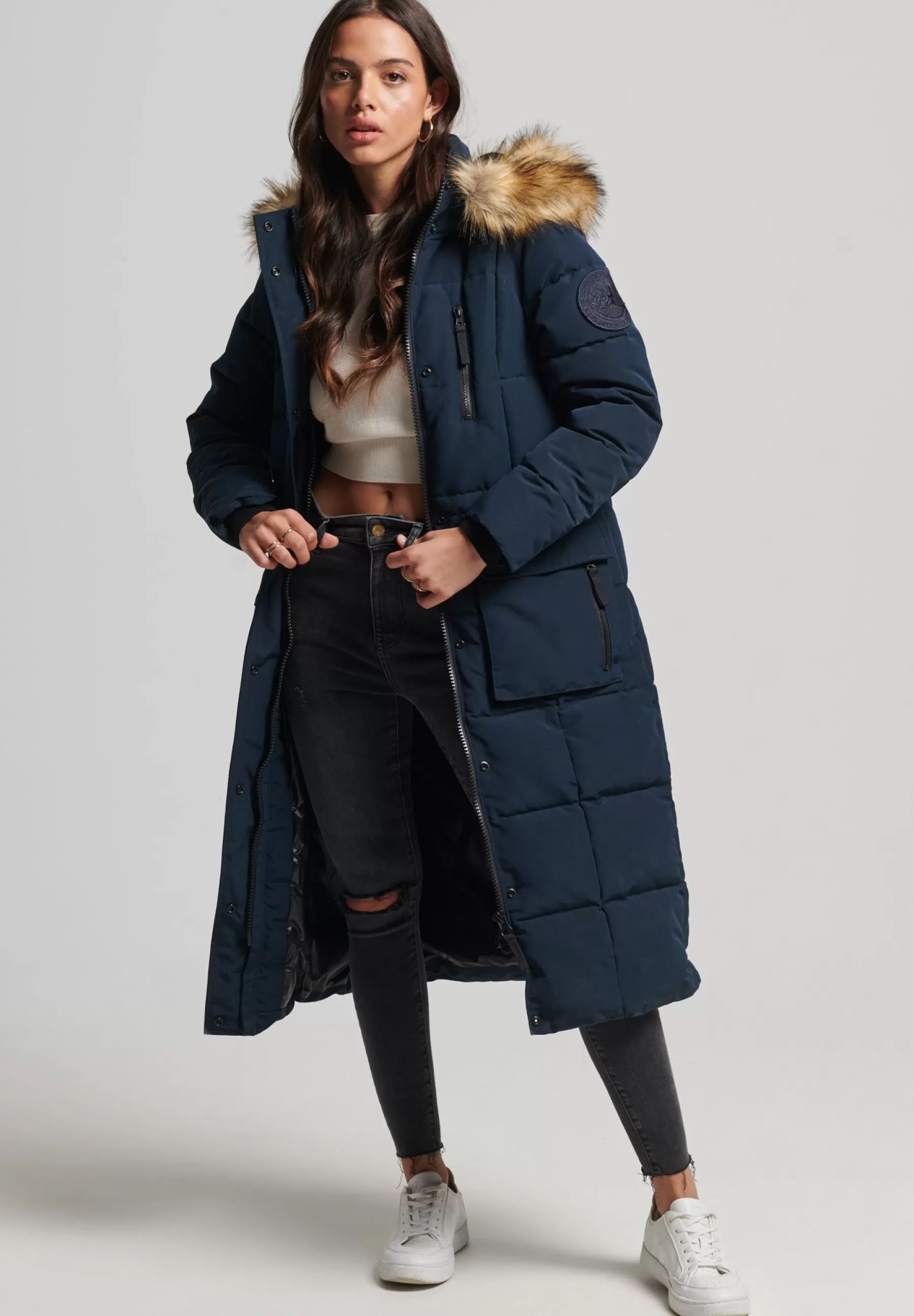 Femme Superdry Longline Faux Fur Everest Coat - Manteau D'Hiver