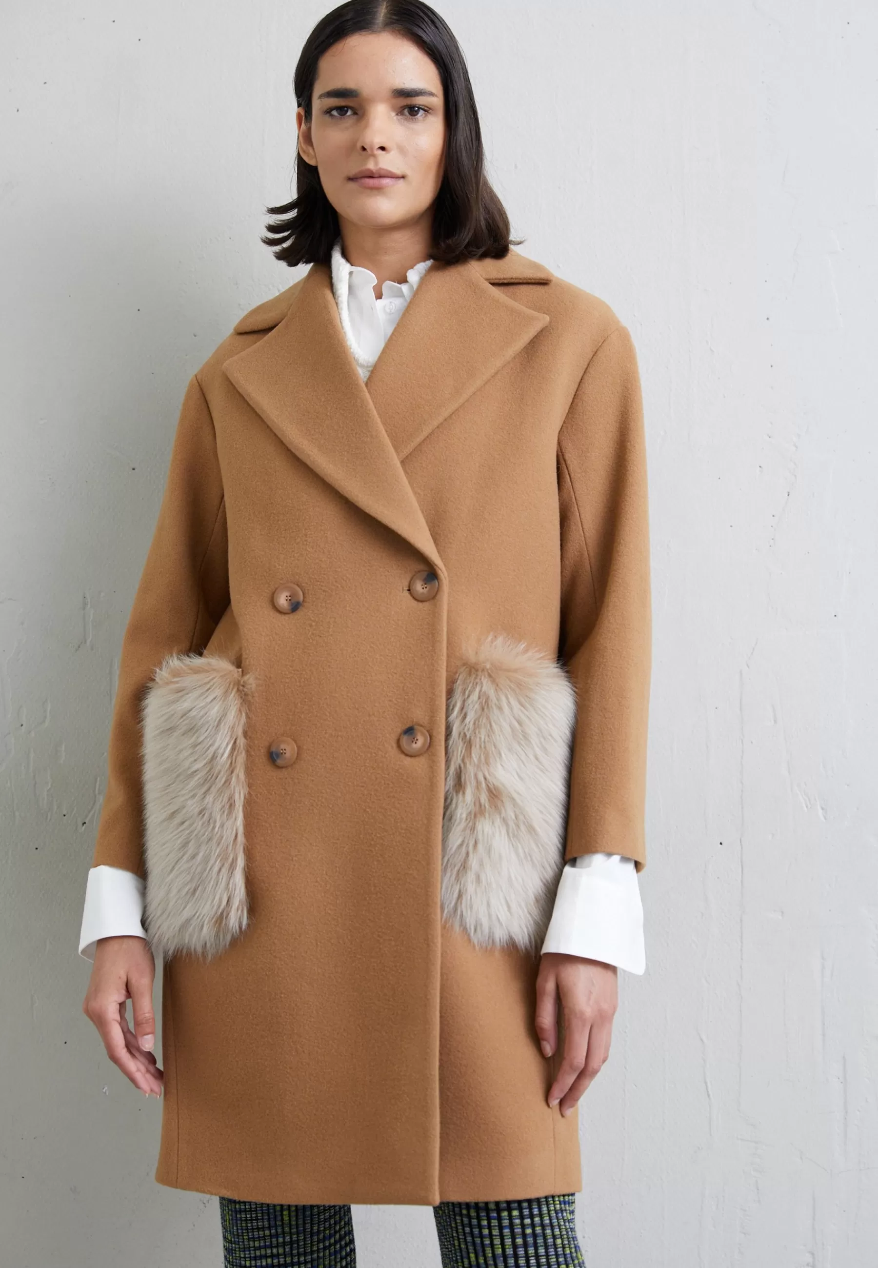 Femme STUDIO ID Madison Coat With Shearling Pockets - Manteau Classique