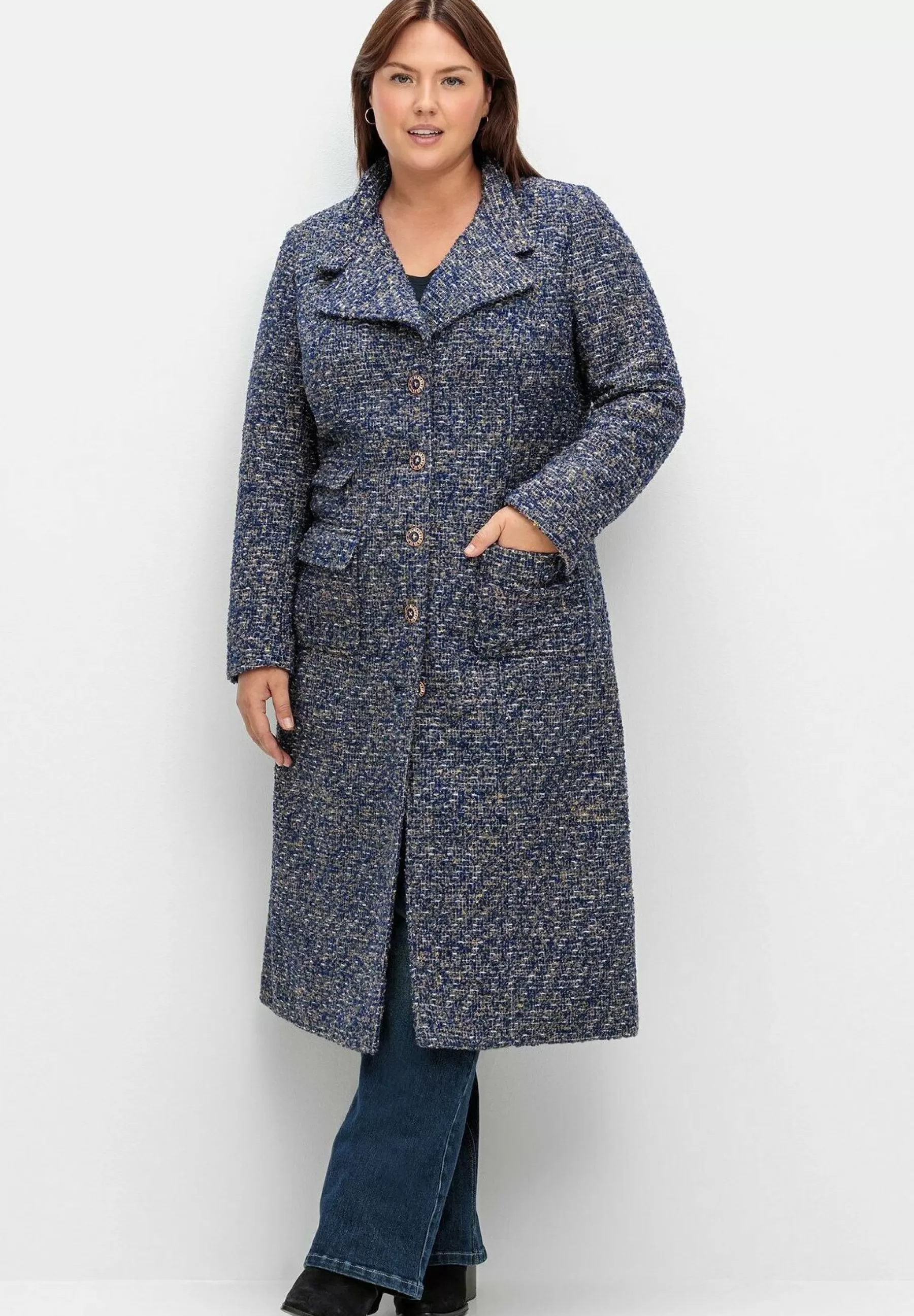 Femme Sheego Mantel In Boucle-Optik - Manteau Classique