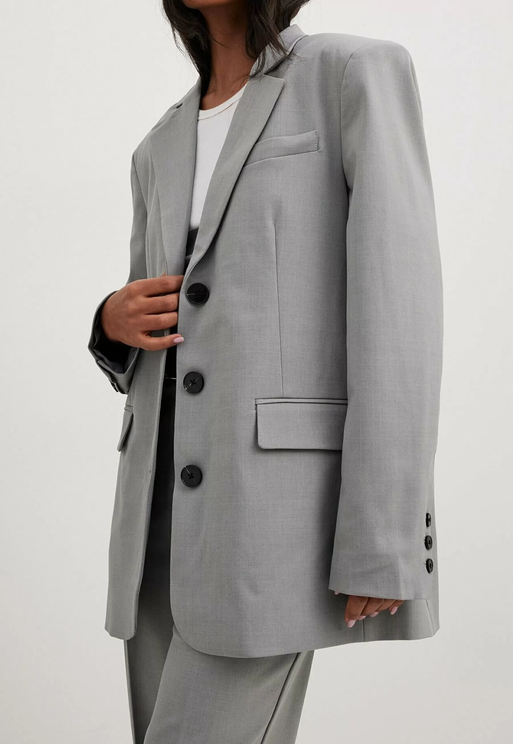 Melange In Oversize Mit Drei Knopfen - Manteau Court | NA-KD Best Sale