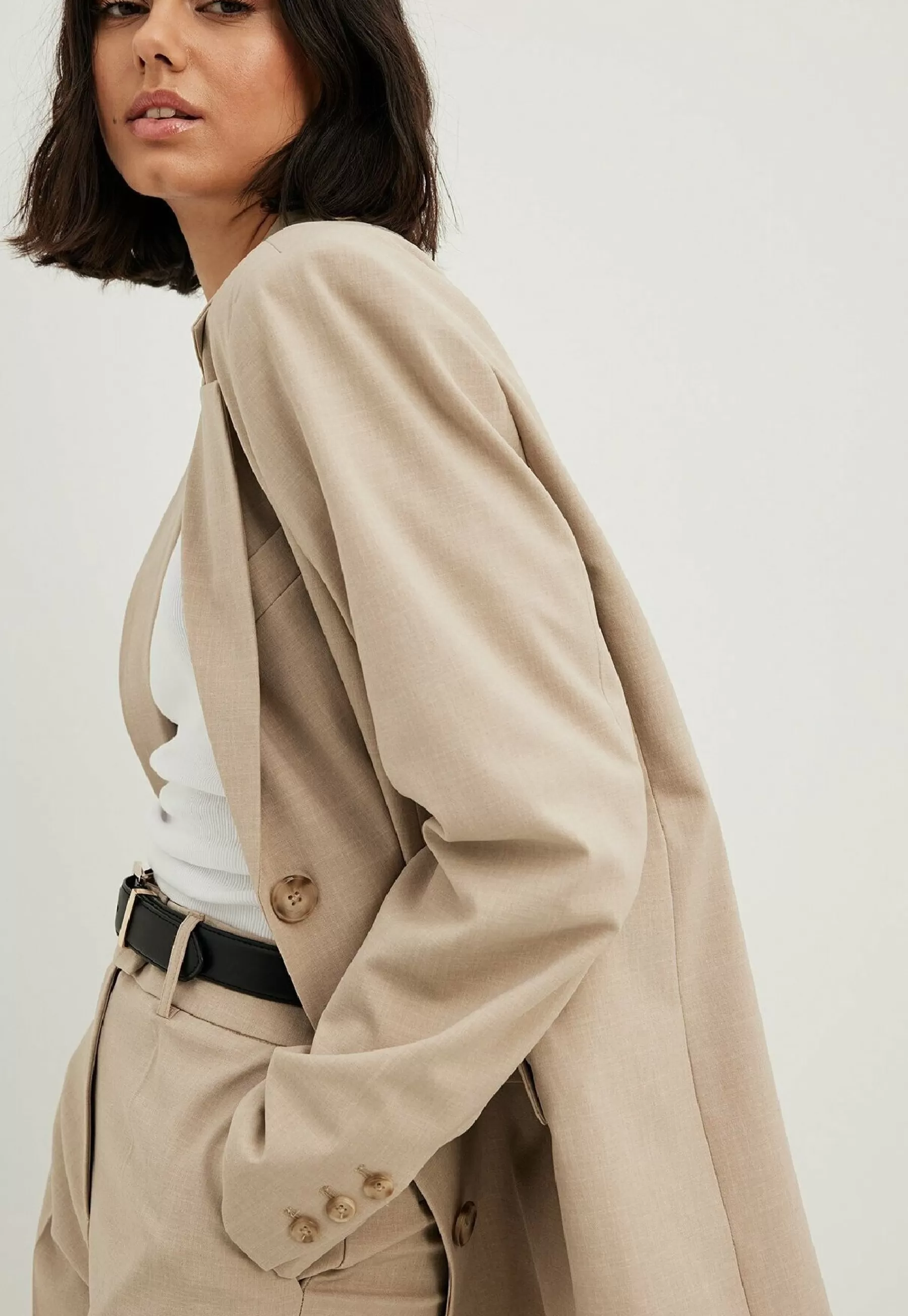 Melange In Oversize Mit Drei Knopfen - Manteau Court | NA-KD Hot