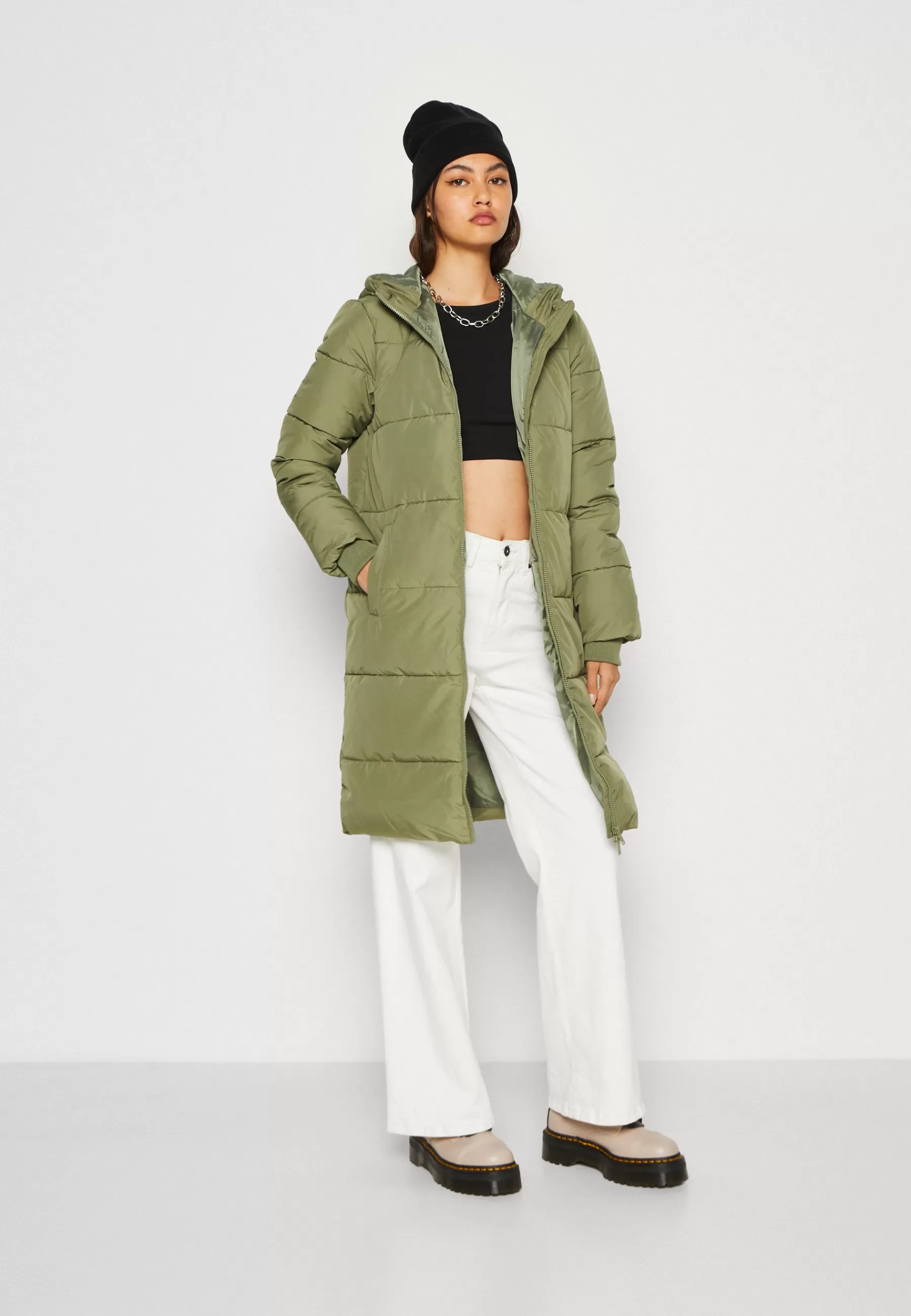 Femme Pieces Pcbee New Long Puffer Bc - Manteau D'Hiver