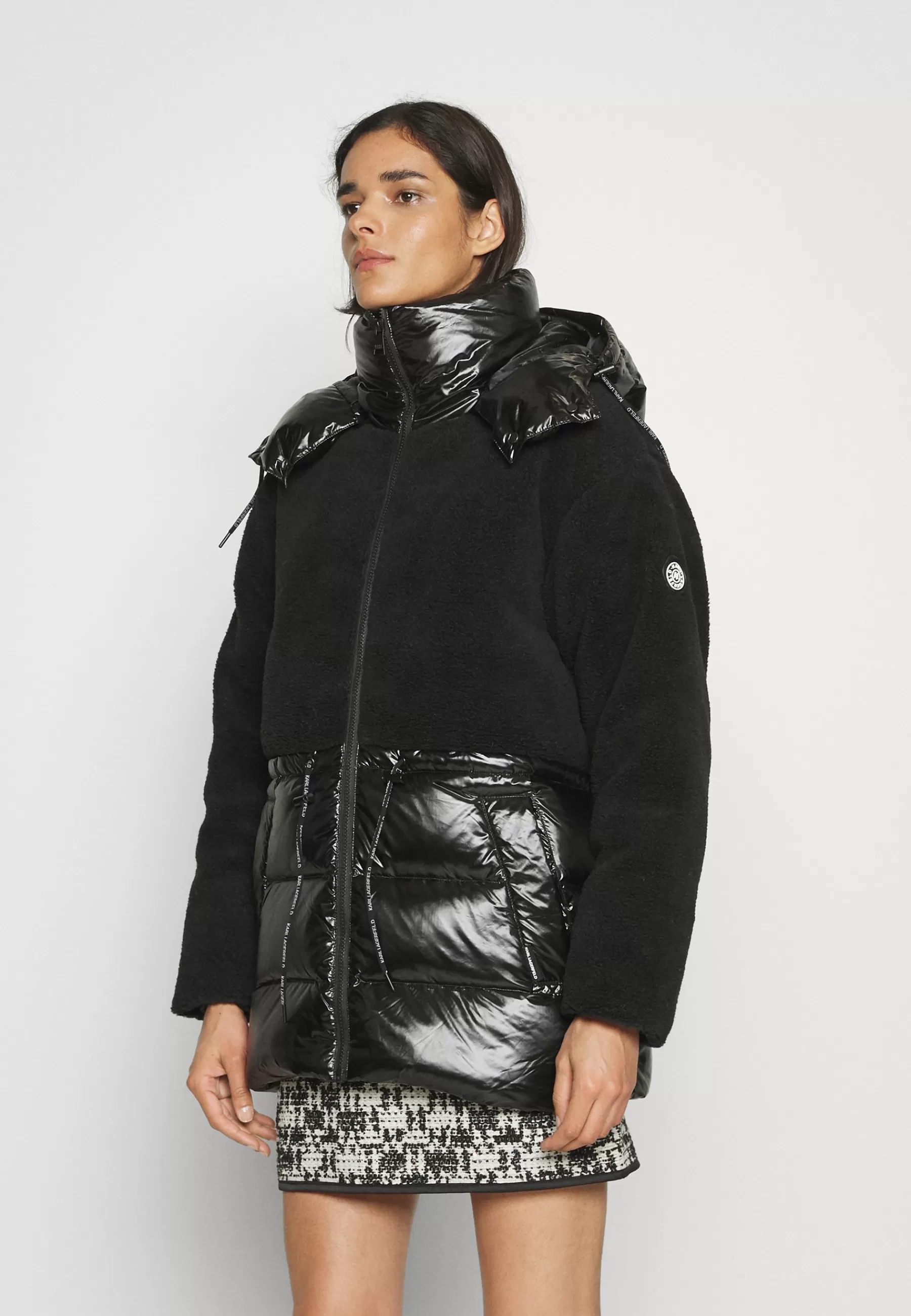 Femme KARL LAGERFELD Shearling Mix Jacket - Doudoune