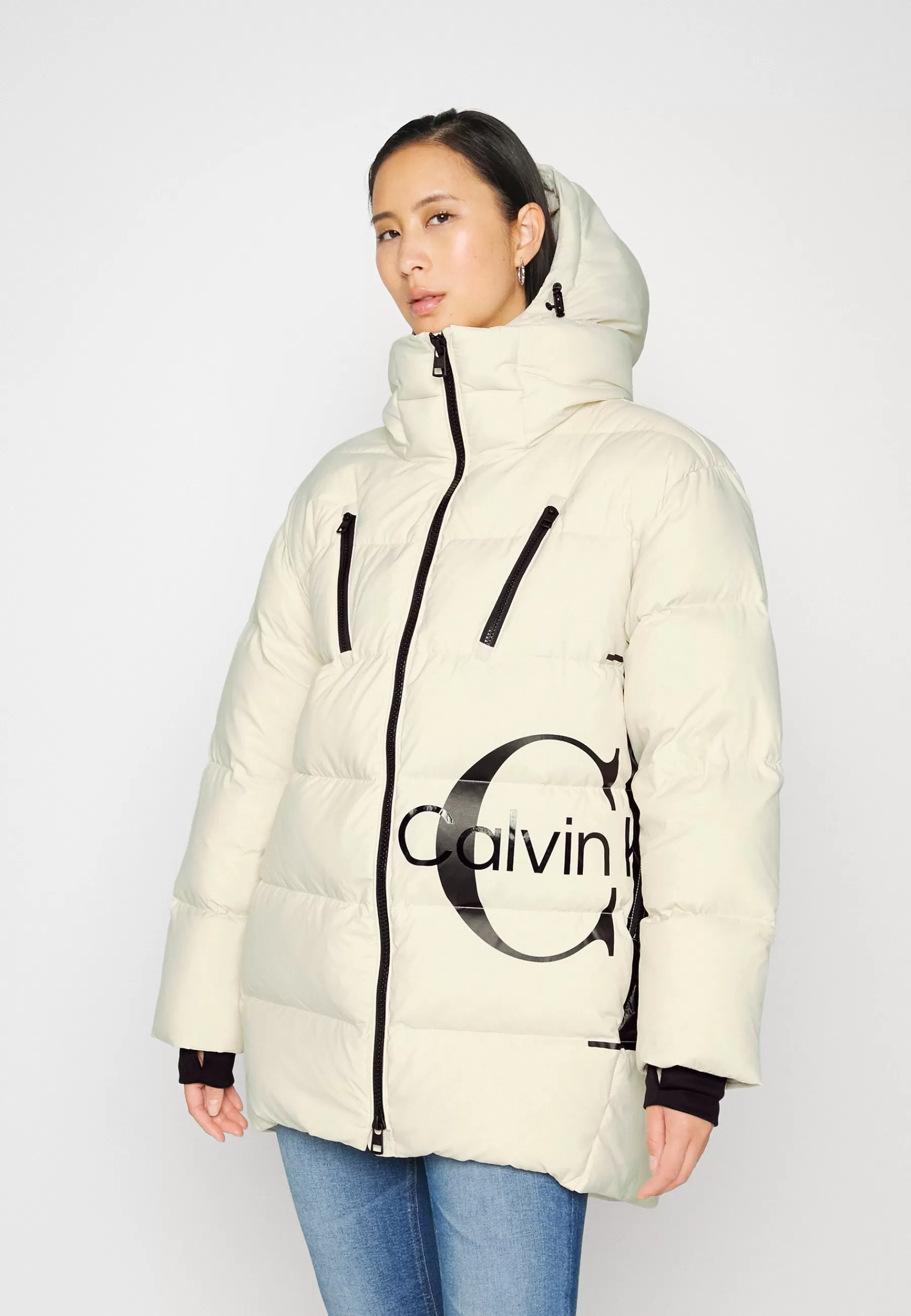 Femme Calvin Klein Jeans Side Monologo Cocoon Puffer - Doudoune