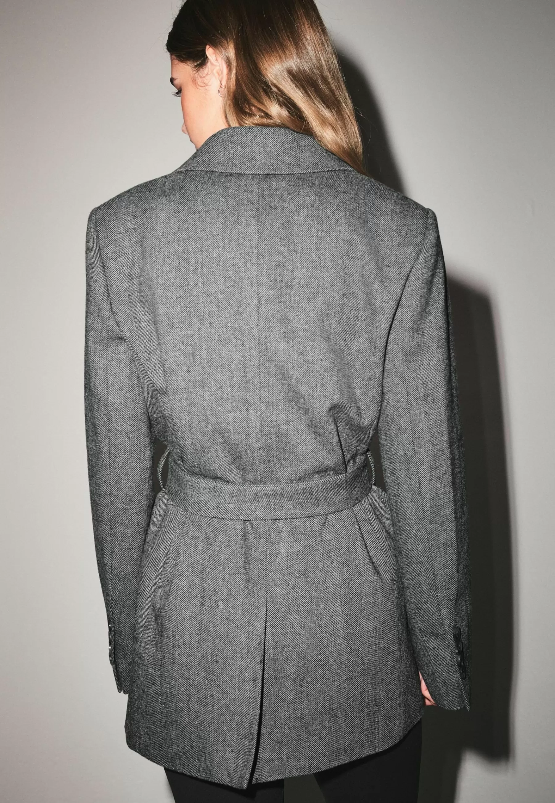 Tailored Belted Herringbone - Manteau Court | Next Cheap