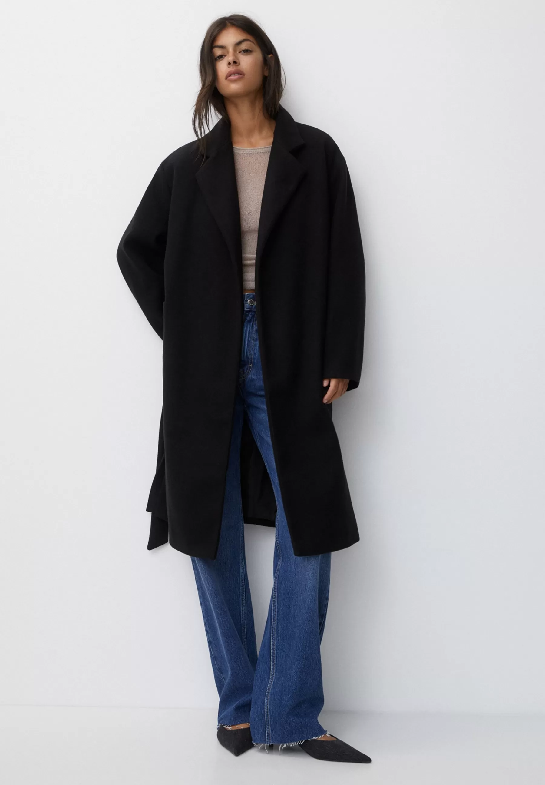 Femme PULL&BEAR Texture With Belt - Manteau Classique