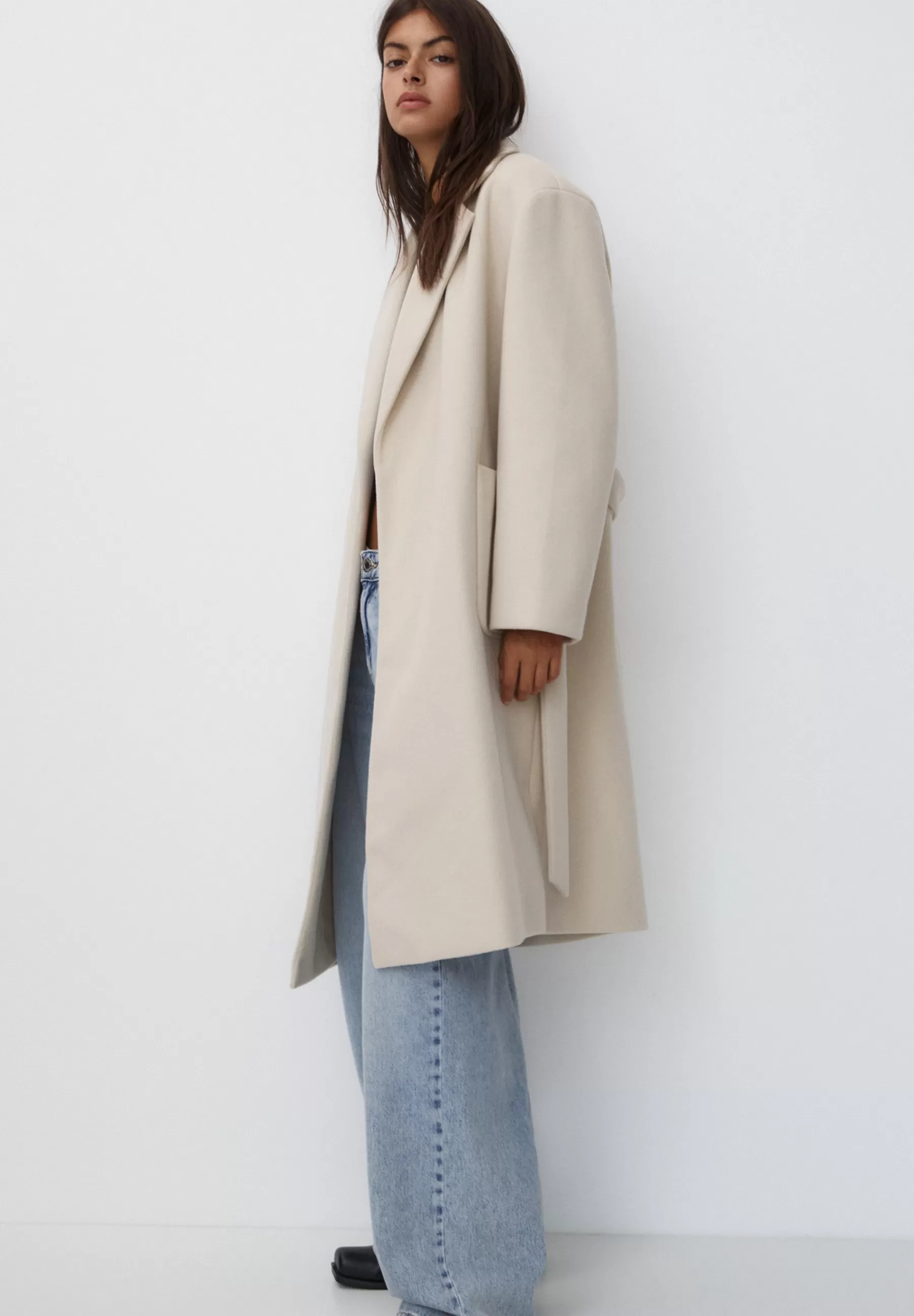 Femme PULL&BEAR Texture With Belt - Manteau Classique